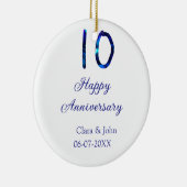 Gelukkige 10e verjaardag blauwe glitter voeg naam  keramisch ornament (Rechts)