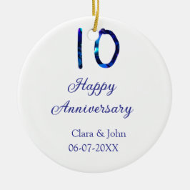 Gelukkige 10e verjaardag blauwe glitter voeg naam  keramisch ornament