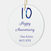Gelukkige 10e verjaardag blauwe glitter voeg naam  keramisch ornament (Links)