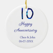 Gelukkige 10e verjaardag blauwe glitter voeg naam  keramisch ornament (Achterkant)