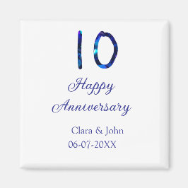 Gelukkige 10e verjaardag blauwe glitter voeg naam  magneet