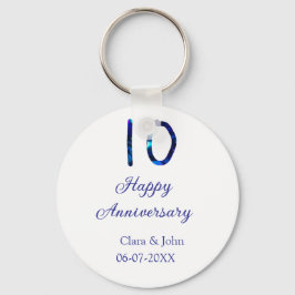 Gelukkige 10e verjaardag blauwe glitter voeg naam  sleutelhanger