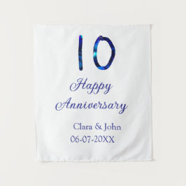 Gelukkige 10e verjaardag blauwe glitter voeg naam  wandkleed