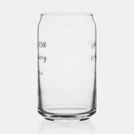 Gelukkige 10e verjaardag eenvoudige minimale bruil blikvorm glas (Rechts)