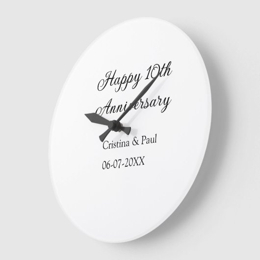 Gelukkige 10e verjaardag eenvoudige minimale bruil grote klok (Hoek)