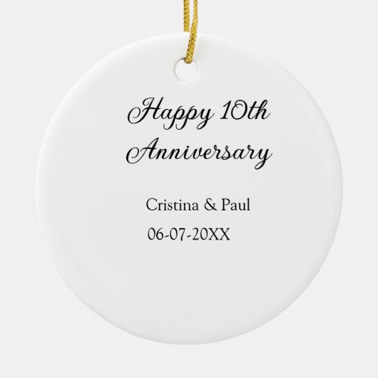 Gelukkige 10e verjaardag eenvoudige minimale bruil keramisch ornament (Voorkant)