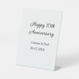 Gelukkige 10e verjaardag eenvoudige minimale bruil reclamebord met voetstuk