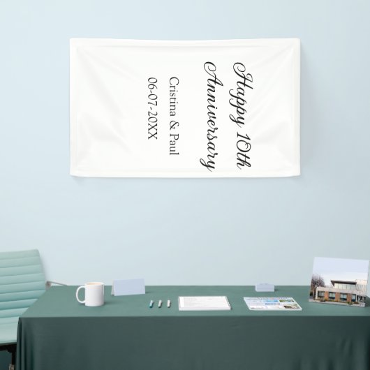 Gelukkige 10e verjaardag eenvoudige minimale bruil spandoek (Beurs)