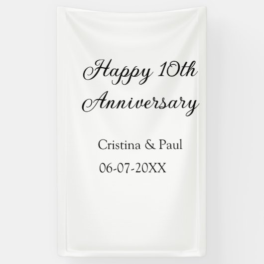 Gelukkige 10e verjaardag eenvoudige minimale bruil spandoek (Verticaal)