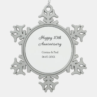 Gelukkige 10e verjaardag eenvoudige minimale bruil tin sneeuwvlok ornament