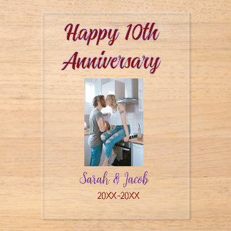 Gelukkige 10e verjaardag foto bruiloft paar naam d acryl uitnodigingen