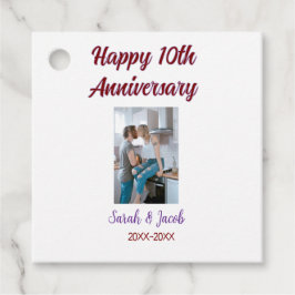Gelukkige 10e verjaardag foto bruiloft paar naam d bedankjes labels