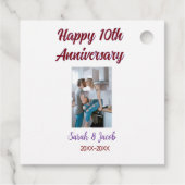 Gelukkige 10e verjaardag foto bruiloft paar naam d bedankjes labels (Achterkant)