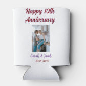 Gelukkige 10e verjaardag foto bruiloft paar naam d blikjeskoeler (Achterkant)