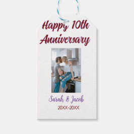 Gelukkige 10e verjaardag foto bruiloft paar naam d cadeaulabel