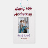 Gelukkige 10e verjaardag foto bruiloft paar naam d cadeaulabel (Achterkant)