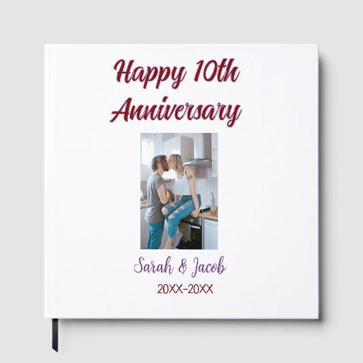 Gelukkige 10e verjaardag foto bruiloft paar naam d gastenboek (Voorkant)