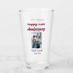 Gelukkige 10e verjaardag foto bruiloft paar naam d glas