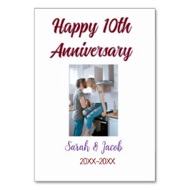 Gelukkige 10e verjaardag foto bruiloft paar naam d kaart