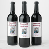 Gelukkige 10e verjaardag foto bruiloft paar naam d wijn etiket (Flessen)