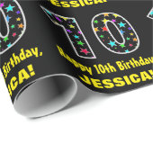 Gelukkige 10e verjaardag, Leuk Kleurrijk Sterren P Cadeaupapier (Rol Hoek)