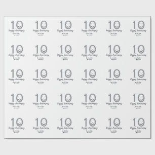 Gelukkige 10e verjaardag naam datum grijs vet emoj cadeaupapier