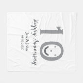 Gelukkige 10e verjaardag naam datum grijs vet emoj fleece deken (Voorkant (Horizontaal))