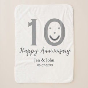 Gelukkige 10e verjaardag naam datum grijs vet emoj sherpa deken