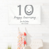 Gelukkige 10e verjaardag naam datum grijs vet emoj spandoek (Insitu)