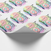 Gelukkige 10e verjaardag (roze) cadeaupapier (Hoek)