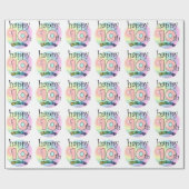 Gelukkige 10e verjaardag (roze) cadeaupapier (Vlak)