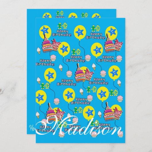 Gelukkige 10e verjaardag Uitnodiging Verjaardag #1 (Voorkant / Achterkant)