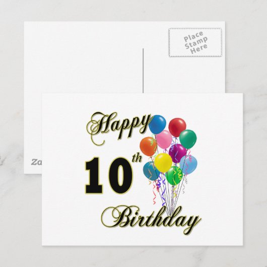 Gelukkige 10e Verjaardagscadeaus en Verjaardagskle Briefkaart (Voorkant / Achterkant)