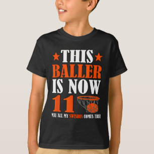 Gelukkige 11e verjaardag 11 jaar oud basketbal 11e t-shirt