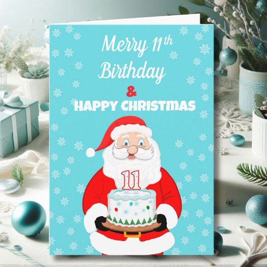 Gelukkige 11e verjaardag Kerstman Kaart