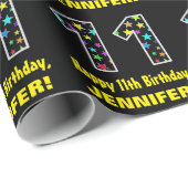 Gelukkige 11e verjaardag, Leuk Kleurrijk Sterren P Cadeaupapier (Rol Hoek)