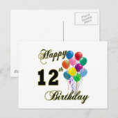 Gelukkige 12e verjaardag geschenken en verjaardags briefkaart (Voorkant / Achterkant)