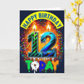 Gelukkige 12e Verjaardag Kaart (Gele Bloem)