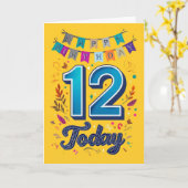 Gelukkige 12e Verjaardag Kaart (Gele Bloem)