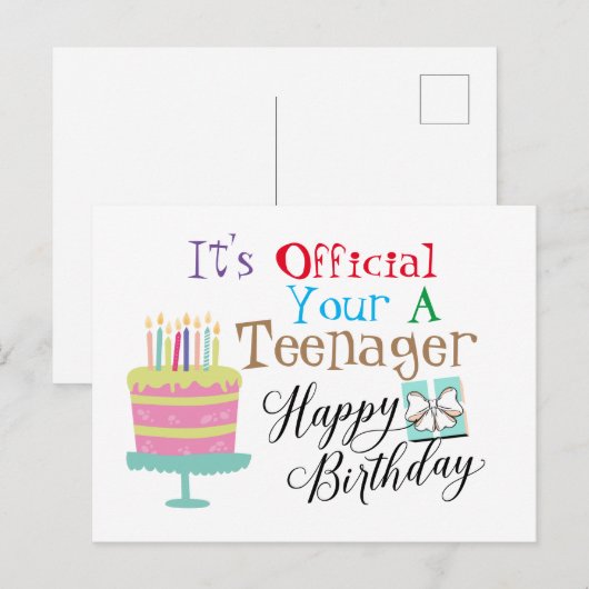 Gelukkige 13 Verjaardag Briefkaart (Voorkant / Achterkant)