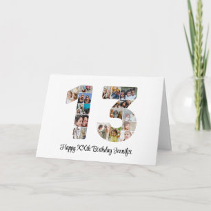 Gelukkige 13de Verjaardag Nummer 13 Aangepaste Fot Kaart
