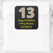 Gelukkige 13de Verjaardag & Vrolijk Kerstmis, Doua Vierkante Sticker (Tas)