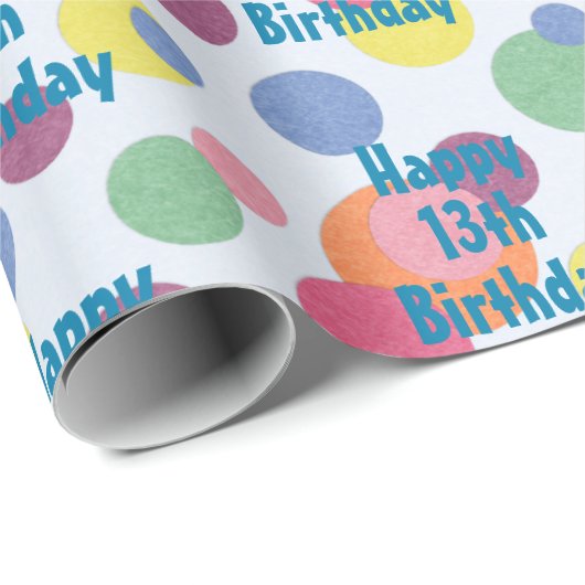 Gelukkige 13e verjaardag cirkels inpakpapier (Rol Hoek)