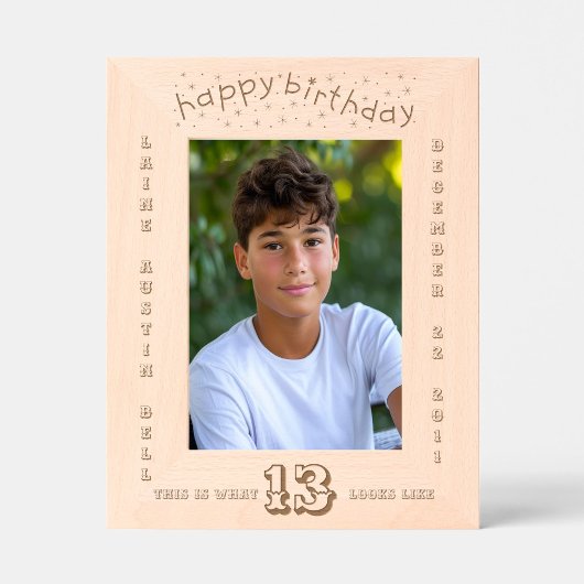 Gelukkige 13e verjaardag jongen gegraveerde lijstjes
