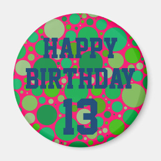 Gelukkige 13e verjaardag op groene vlekken magneet