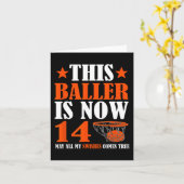 Gelukkige 14e Verjaardag 14 Jaar Oud Basketbal 14e Kaart (Gele Bloem)