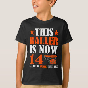 Gelukkige 14e Verjaardag 14 Jaar Oud Basketbal 14e T-shirt