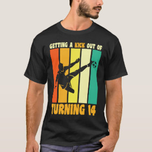Gelukkige 14e Verjaardag 14 Jaar Oud Kick Voetbal T-shirt