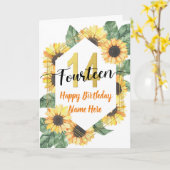 Gelukkige 14e Verjaardag Zonnebloem Groet Kaart (Gele Bloem)