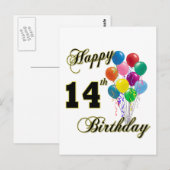 Gelukkige 14e Verjaardagscadeaus en Verjaardagskle Briefkaart (Voorkant / Achterkant)